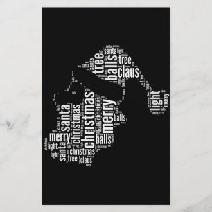 Funny Black White Merry Christmas Santa Typography Stationery