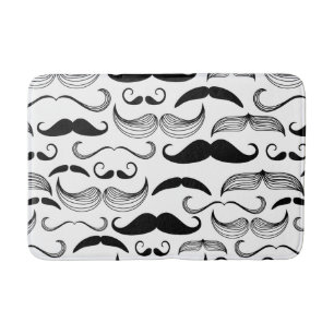 Funny Black & White Moustache Design Bath Mat