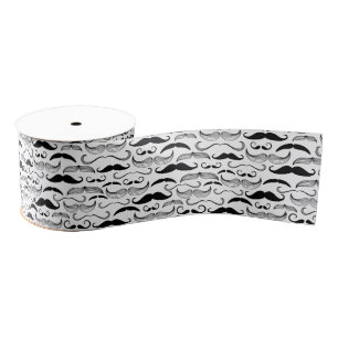 Funny Black & White Moustache Design Grosgrain Ribbon
