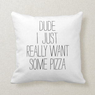 Funny Black White Pizza Addict Fast Food Cushion