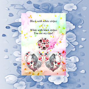Funny Black White Stripes Zebra Couple Valentines  Holiday Card