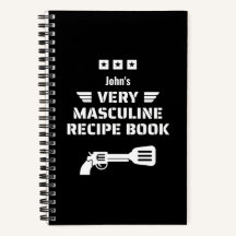 Funny Black & White Very Masculine Recipe Book
