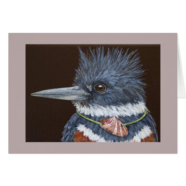 Funny Blanche the kingfisher card (Front Horizontal)