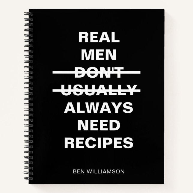 Funny Blank Recipe Book Gag Gift Men Dad Name (Front)