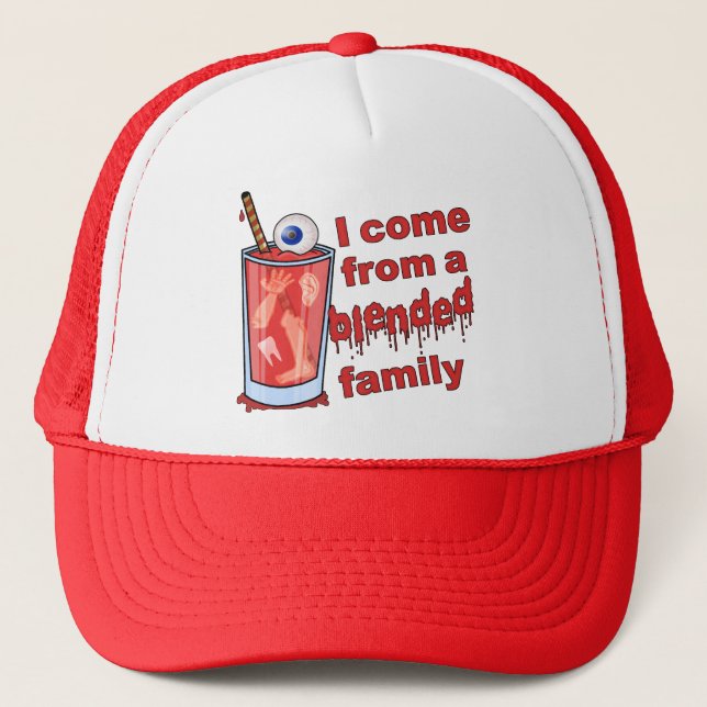 Funny Blended Family Pun Trucker Hat (Front)