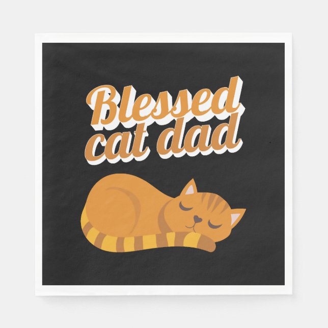 Funny Blessed Cat Dad Orange Tabby Cat Feline Napkin (Front)