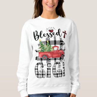 Funny Blessed Gigi Claus Buffalo Plaid Red Truck C Sweatshirt