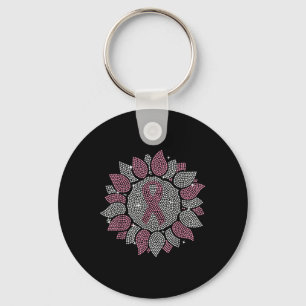 Funny Bling Sunflower Pink Ribbon Breast Cancer Aw Key Ring