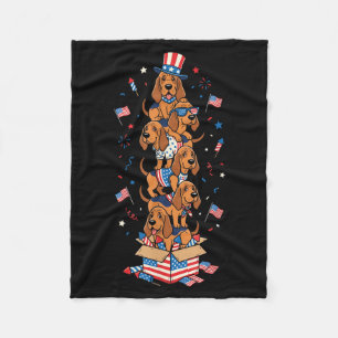 Funny Bloodhound Aamerican Usa Flag Memorial Day Fleece Blanket