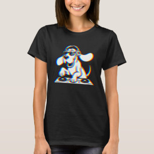 Funny Bloodhound DJ Glitch Rave EDM Music Party T-Shirt