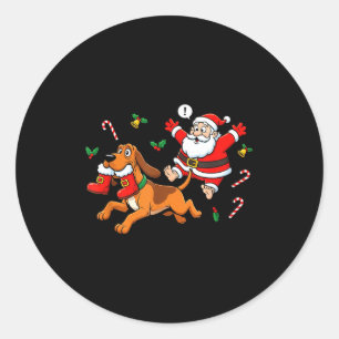 Funny Bloodhound Santa Claus Boots Christmas Women Classic Round Sticker