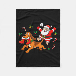 Funny Bloodhound Santa Claus Boots Christmas Women Fleece Blanket