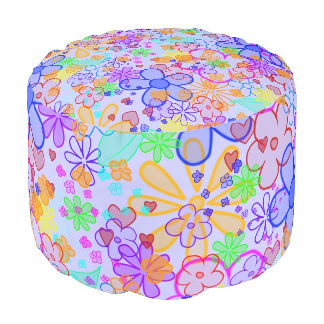 funny blooms pattern + your background pouf (Angled Front)