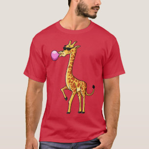 Funny Blowing Bubble Gum Giraffe Animal Lover Chew T-Shirt