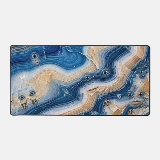 Funny Blue Agate Monster Pattern Desk Mat (Front)