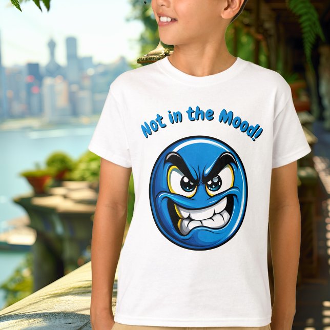 Funny Blue Angry Emoji Kids T-Shirt (Creator Uploaded)