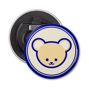 Funny Blue Beige Teddy Bear Cute Cartoon Art Bottle Opener