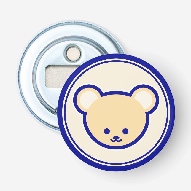 Funny Blue Beige Teddy Bear Cute Cartoon Art Bottle Opener (Front)
