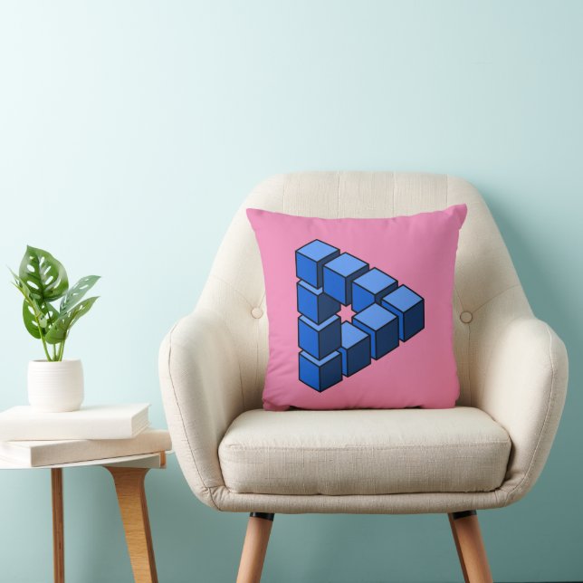 Funny Blue Black Pink Impossible Triangle Blocks Cushion (Chair)