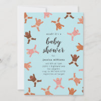 Funny Blue Boy Shower of Babies Invitation