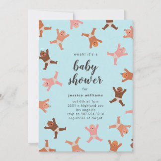 Funny Blue Boy Shower of Babies Invitation
