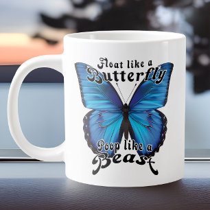 Funny Blue Butterfly Poop Like Beast Toilet Humour Large Coffee Mug
