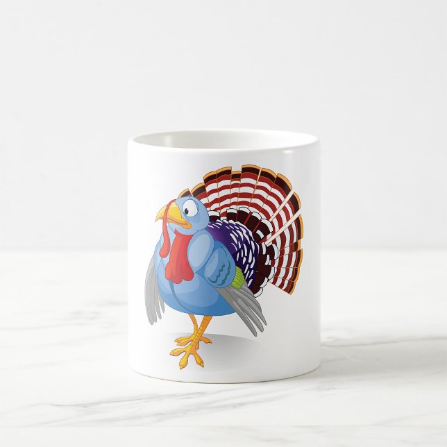 Funny Blue Cartoon Turkey with Patriotic Feathers  Coffee Mug (Creator Uploaded)