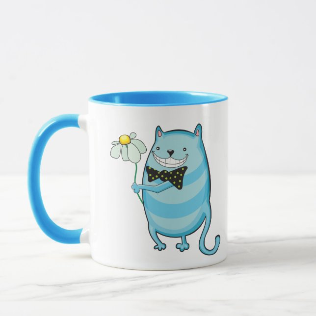Funny Blue Cat Mug (Left)
