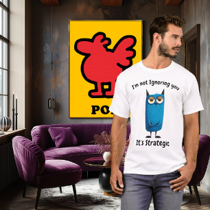 Funny Blue Cat Original Humour Design T-Shirt