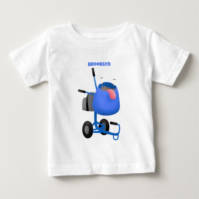 Funny blue cement mixer cartoon illustration baby T-Shirt (Front)