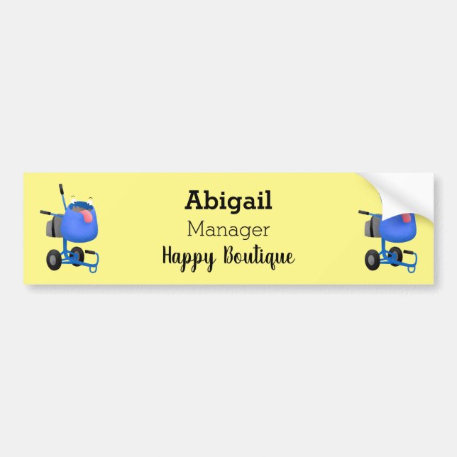 Funny blue cement mixer cartoon illustration bumper sticker (Front)