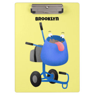 Funny blue cement mixer cartoon illustration clipboard