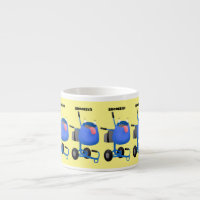 Funny blue cement mixer cartoon illustration 