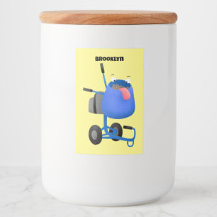 Funny blue cement mixer cartoon illustration food label