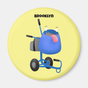 Funny blue cement mixer cartoon illustration magnet