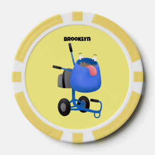 Funny blue cement mixer cartoon illustration poker chips