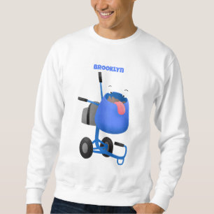 Funny blue cement mixer cartoon illustration sweatshirt
