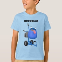 Funny blue cement mixer cartoon illustration