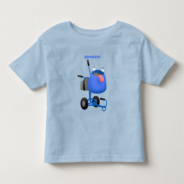 Funny blue cement mixer cartoon illustration toddler T-Shirt (Front)