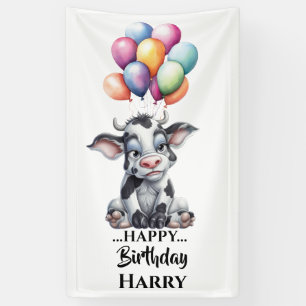 Funny Blue Cow Banner