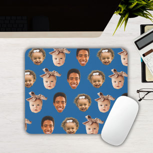 Funny Blue Custom Dad of 3 Kids Photo Mouse Pad