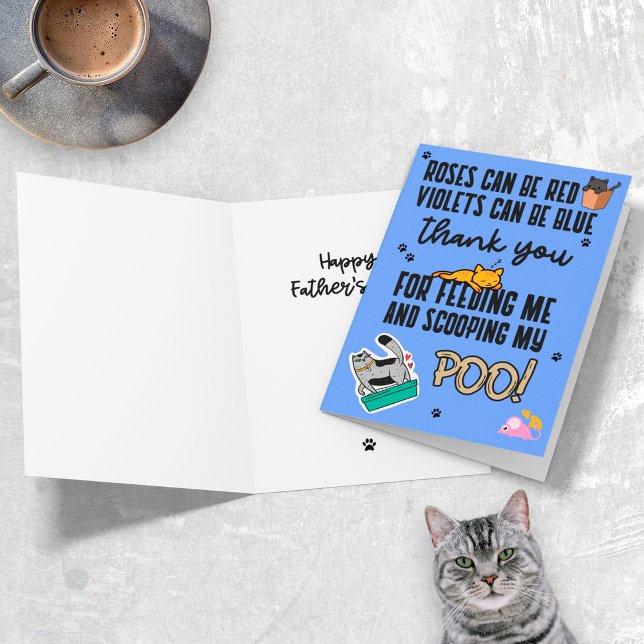 Funny Blue Cute Happy Father's Day From Cat Card (Creator Uploaded)