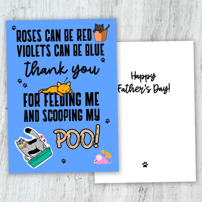 Funny Blue Cute Happy Father's Day From Cat Card (Creator Uploaded)