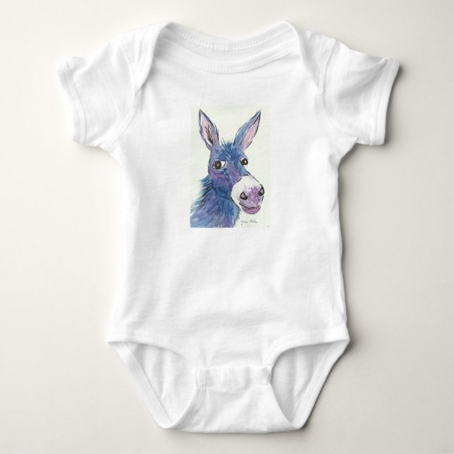 Funny Blue Donkey Baby Bodysuit (Front)