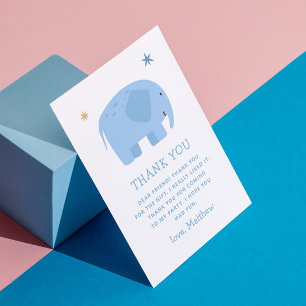 Funny blue elephant. Cute animal boy kids birthday Thank You Card