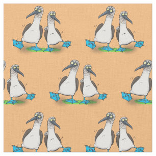 Funny blue footed boobies cartoon illustration fabric