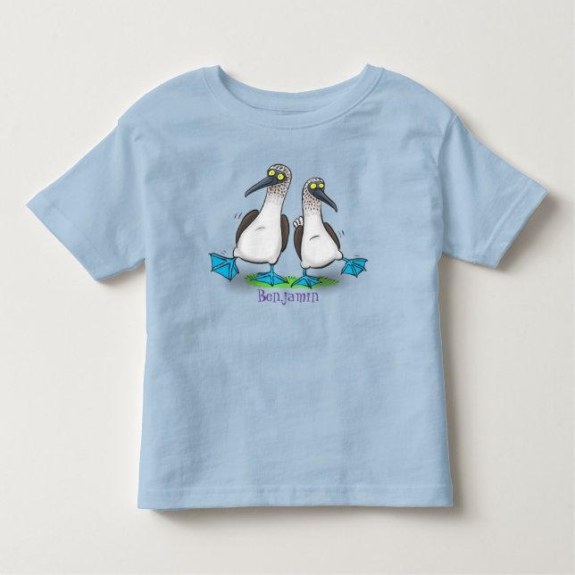 Funny blue footed boobies cartoon illustration toddler T-Shirt (Front)