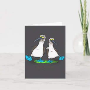 Funny Blue Footed Ies Cartoon Illustration Card