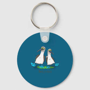 Funny Blue Footed Ies Cartoon Illustration  Key Ring