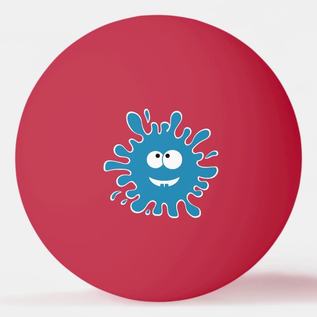 Funny Blue Monster Colour Blob Face Ping Pong Ball (Front)